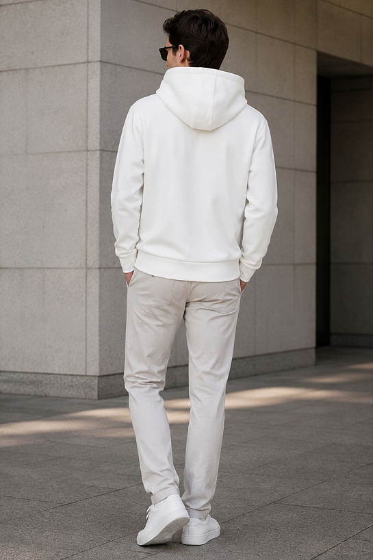 Мужское белое худи Prada logo-embroidered