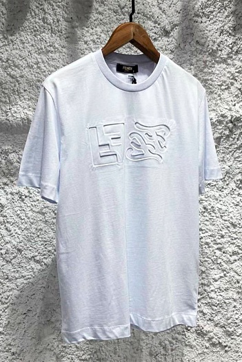 Мужская белая футболка Fendi FF pressed logo   