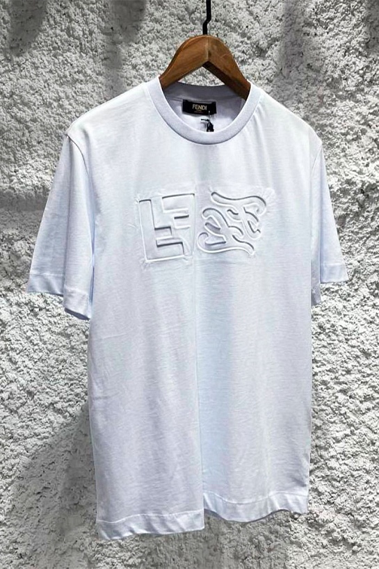 Мужская белая футболка Fendi FF pressed logo
