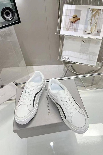 Женские замшевые кроссовки Brunello Cucinelli Premium - White   