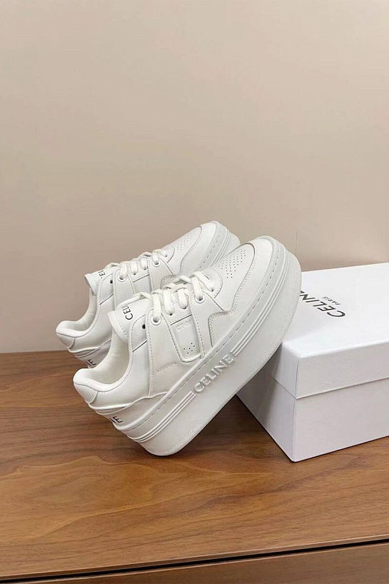 Женские кожаные кроссовки на платформе Celine