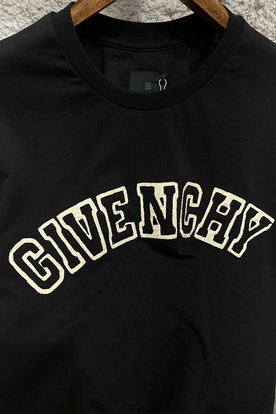 Синяя оверсайз футболка Givenchy college logo-embroidered