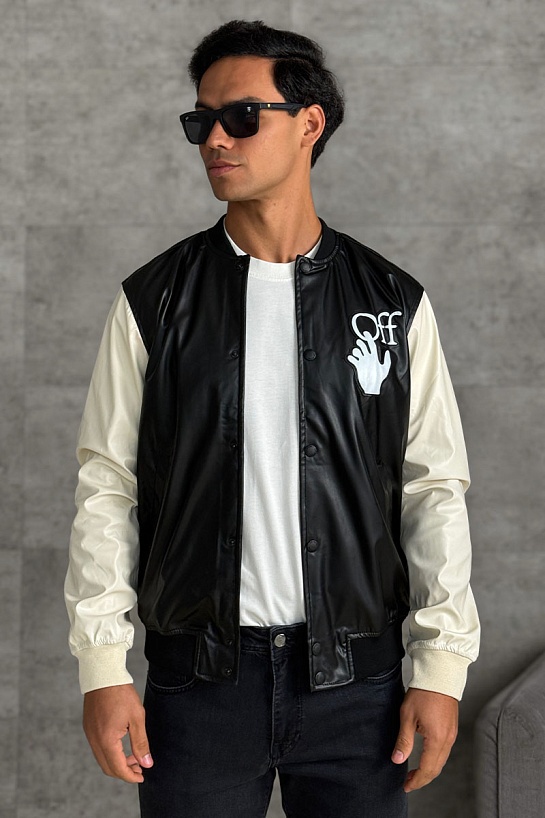 Мужской чёрный бомбер Off-White Hands Off logo