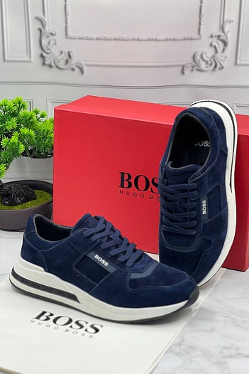 Мужские замшевые кроссовки Hugo Boss - Navy   