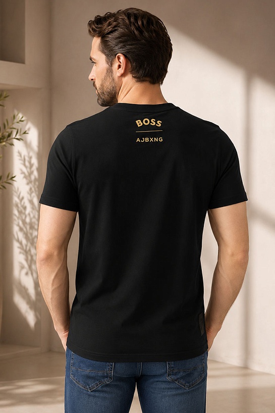 Мужская чёрная футболка Hugo Boss x AJBXNG