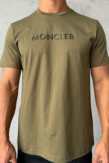 Мужская футболка Moncler logo-patch - Khaki   