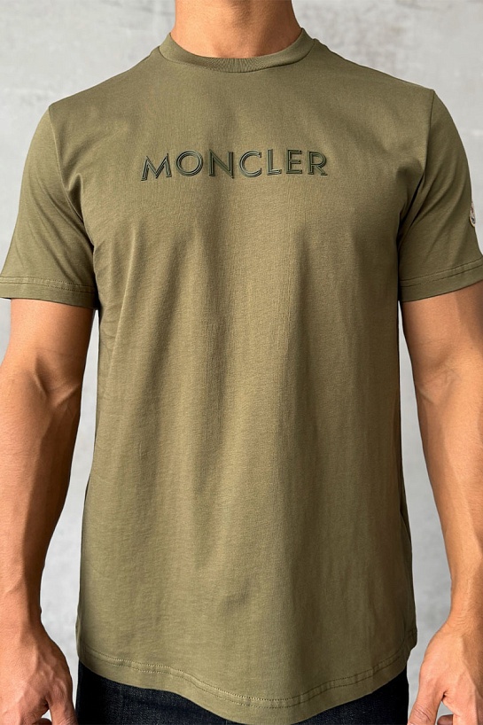 Мужская футболка Moncler logo-patch - Khaki