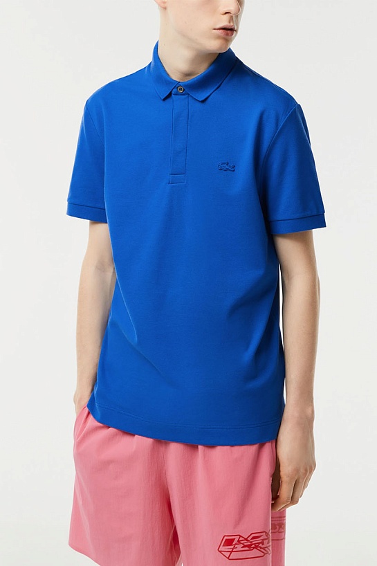 Мужское поло Lacoste синего цвета