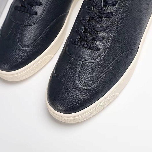 Кожаные кроссовки Brunello Cucinelli logo-print - Navy   