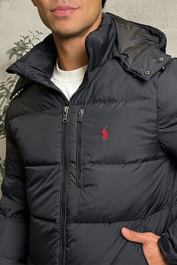 Мужской чёрный пуховик Роlо Ralрh Lаurеn pony-embroidered   