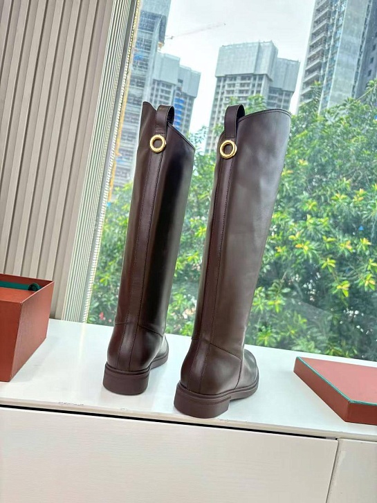 Женские кожаные сапоги Loro Piana premium - Brown
