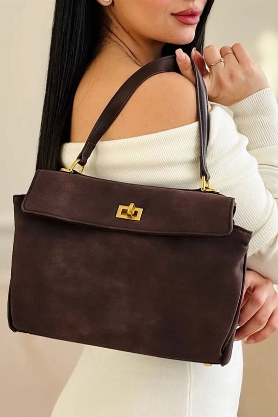 Замшевая сумка Balenciaga Rodeo Small 20x30 см - Brown