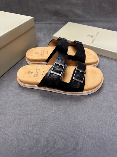 Кожаные шлёпанцы Brunello Cucinelli Urban - Black   