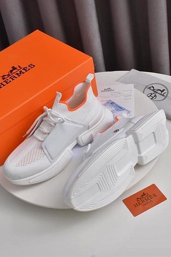 Мужские текстильные кроссовки Hermes Expert - White   