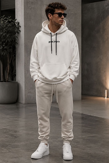 Белое оверсайз худи Palm Angels Classic logo-print   