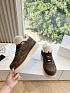 Женские замшевые кроссовки с мехом Prada Premium - Brown