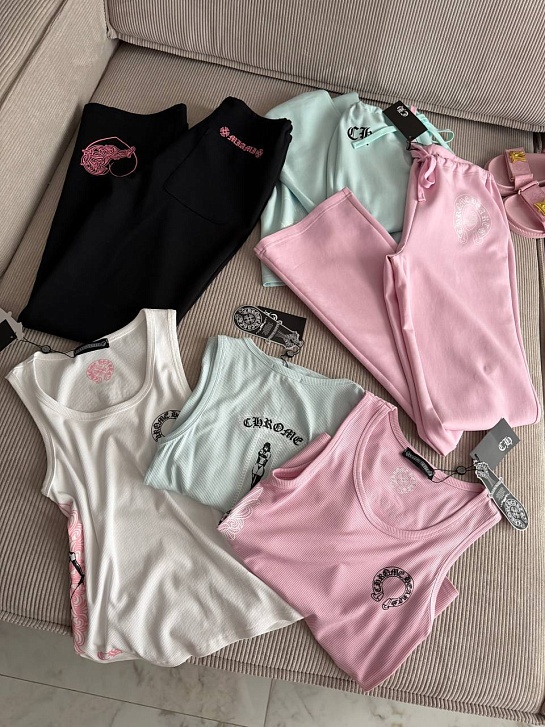 Женская голубая майка Chrome Hearts premium