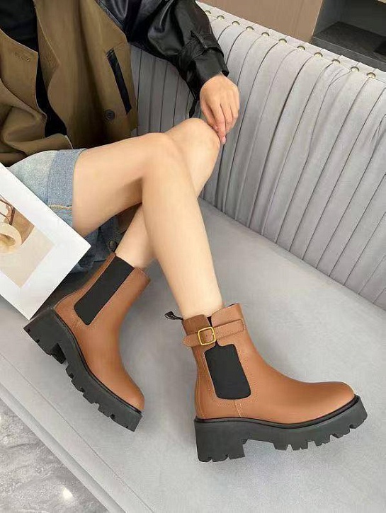 Женские кожаные сапоги Celine premium - Brown