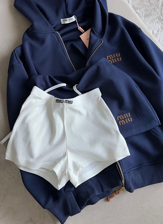 Женский костюм тройка MIU MIU синего цвета