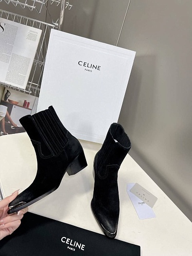 Женские замшевые сапоги Celine Premium - Black   
