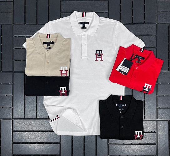 Мужское белое поло Tommy Hilfiger Essential Monogram