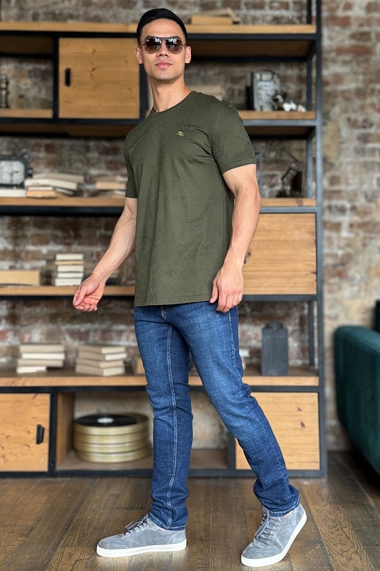 Тёмно-зелёная мужская футболка Etro embroidered-logo