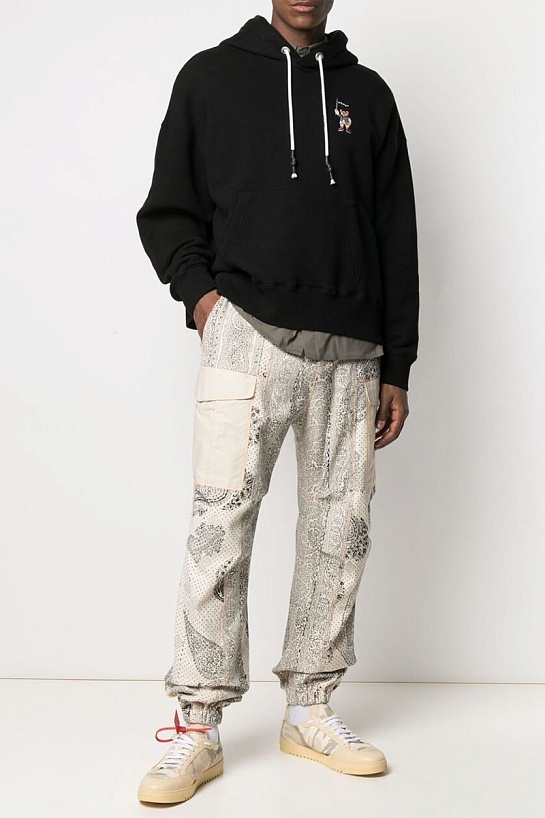 Утеплённое оверсайз худи Palm Angels "Pirate Bear" - Black