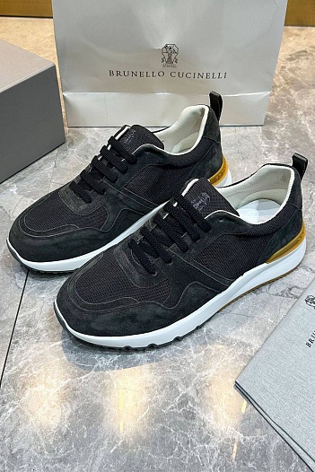 Мужские комбинированные кроссовки Brunello Cucinelli   