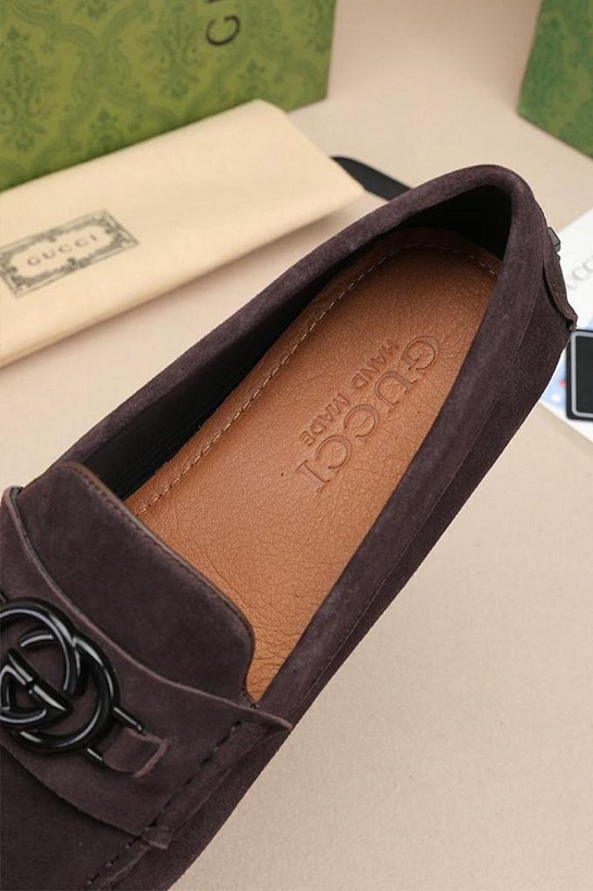 Мужские замшевые мокасины Gucci Interlocking G