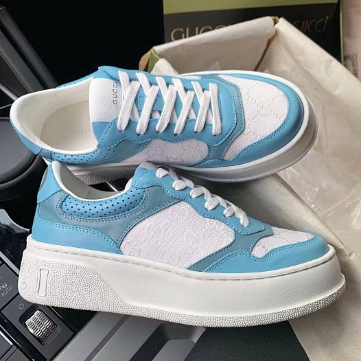 Женские кроссовки Gucci GG Chunky B Premium - White \ Blue   