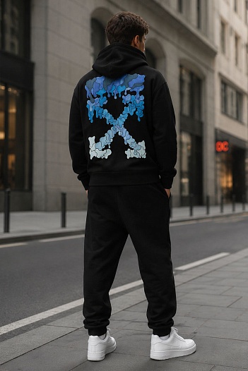 Мужская чёрная кофта Off-White Blue Marker   