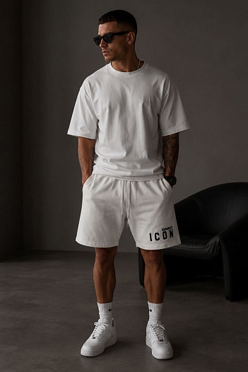 Мужские белые шорты Dsquared2 ICON-logo   