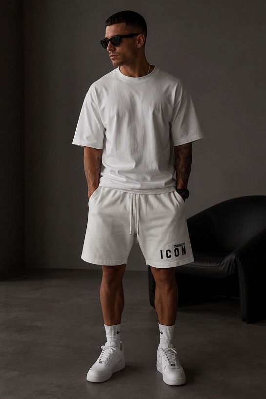 Мужские белые шорты Dsquared2 ICON-logo