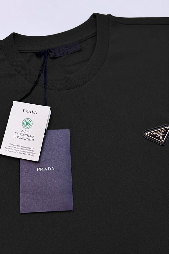 Мужская футболка Prada logo-plaque - Black