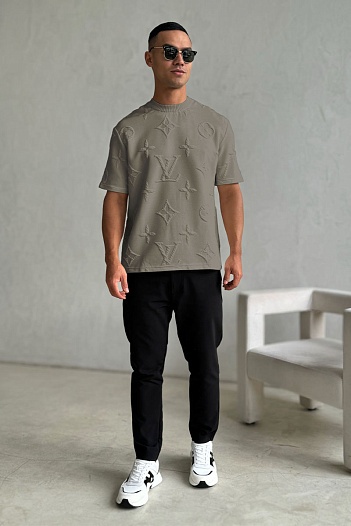 Оверсайз футболка Louis Vuitton Embossed Monogram - Beige   