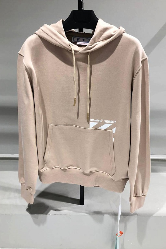 Бежевое худи Off-White logo-print drawstring