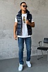 Мужской синий жилет Moncler Cardamine logo-patch