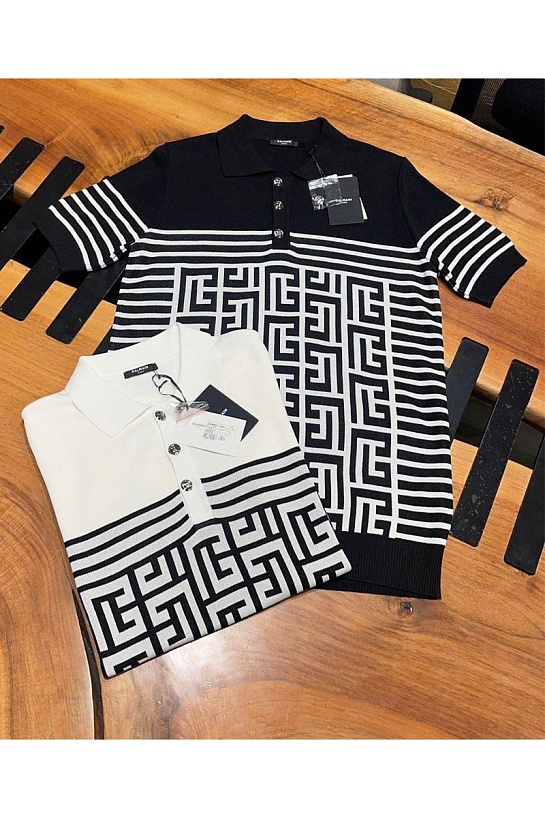 Вязанное поло Balmain monogram-pattern