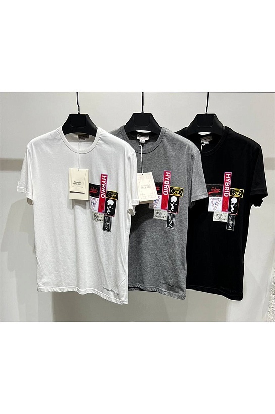 Мужская чёрная футболка Alexander McQueen Labels