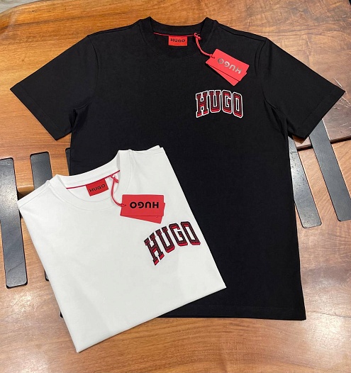 Мужская чёрная футболка Hugo Boss sporty logo   
