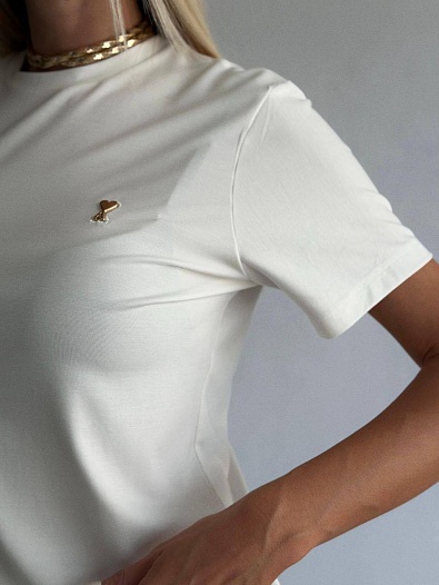 Женская базовая футболка Ami белого цвета premium   