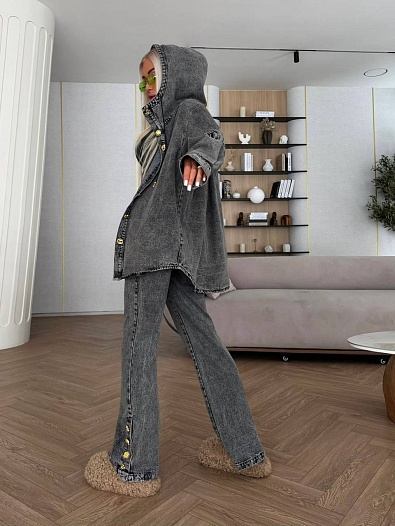 Женский джинсовый костюм Schiaparelli premium - Grey   