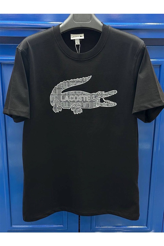 Мужская чёрная футболка Lacoste logo-print