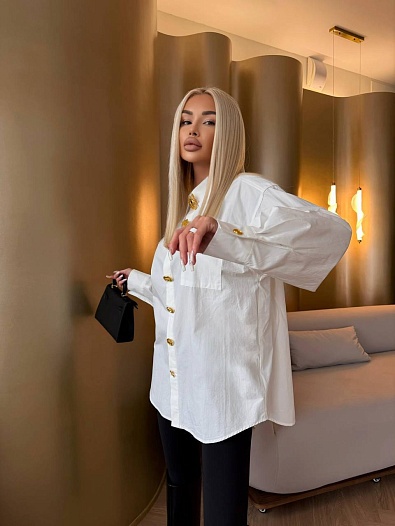 Женская хлопковая рубашка Schiaparelli Premium - White   