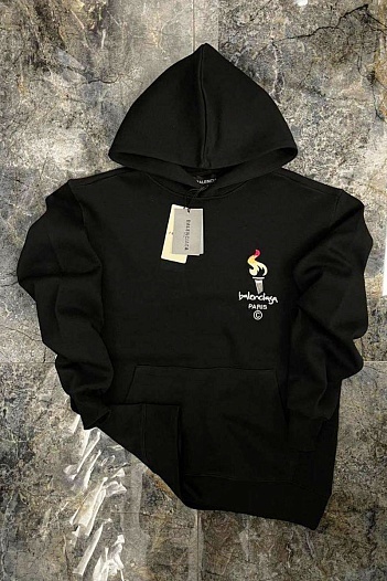 Оверсайз худи Balenciaga Paris Olympics Flame embroidered-logo   