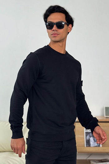 Мужской свитшот Stone Island чёрного цвета Compass-patch   