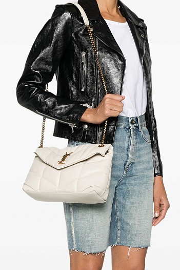Женская кожаная сумка Yves Saint Laurent Loulou Premium 28x17x9 см - White   