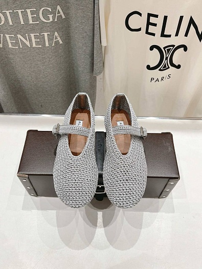 Женские плетёные балетки ALaia Premium - Grey   