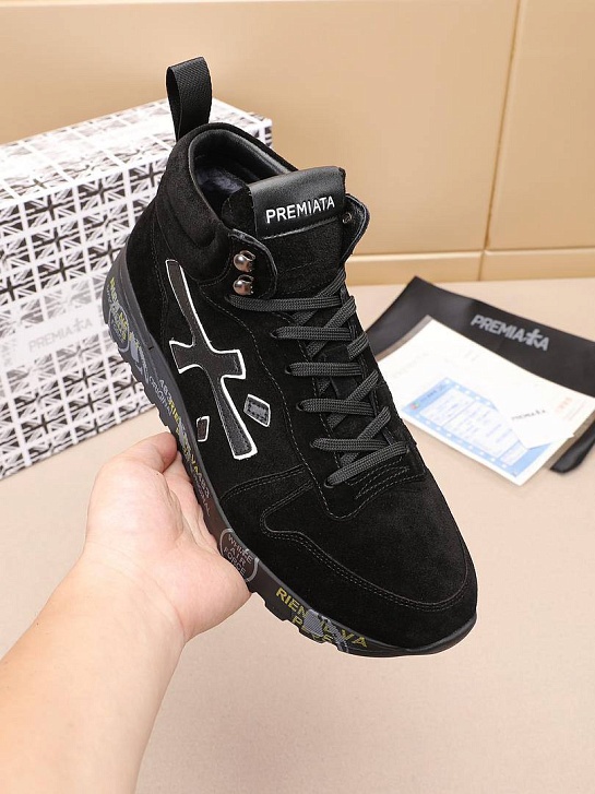 Замшевые кроссовки с мехом Premiata high-top - Black