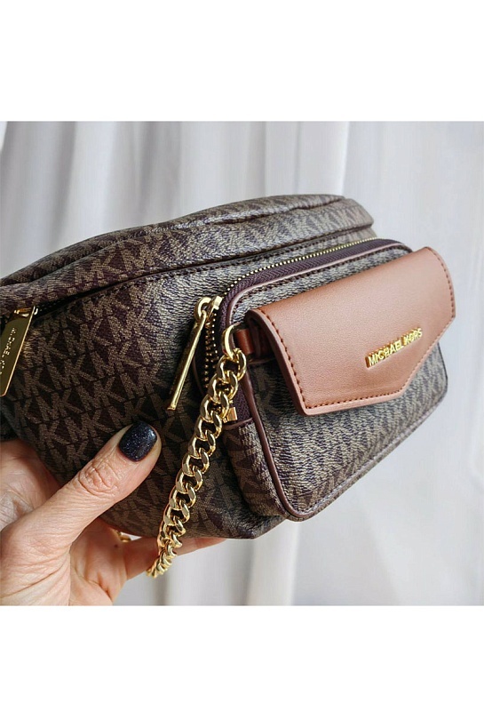 Кожаная поясная сумка Michael Kors Perry 27x14 см - Brown